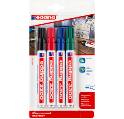 Viltstift edding 3300 schuin 1-5mm assorti blister à 4 stuks