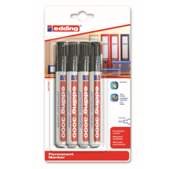 Viltstift edding 3000 rond 1.5-3mm zwart blister à 4 stuks