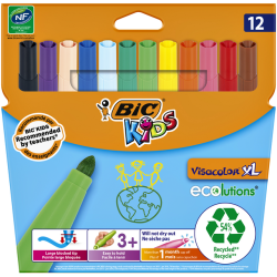 Feutre BIC Kids Visacolor ECOlutions XL assorti étui 12 pièces