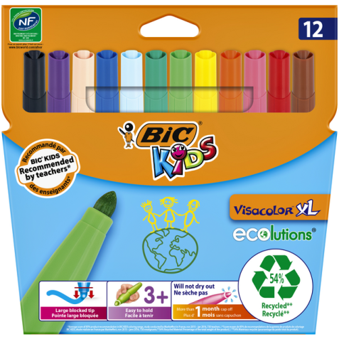 Kleurstiften BicKids Visacolor XL Ecolutions assorti etui á 12 stuks