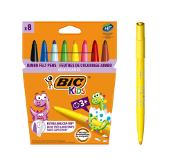 BIC Kids Visacolor ECOlutions XL Felt-Tip Pens Assorted Blister Pack of 8 Pieces