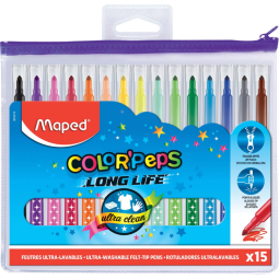Feutres Maped Color''Peps Long Life 15 pièces assorti