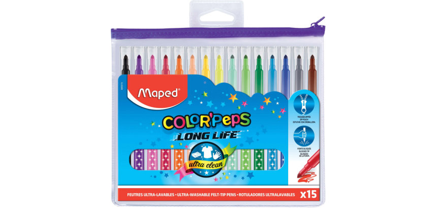 Viltstift Maped Color'Peps Long Life set á 15 kleuren