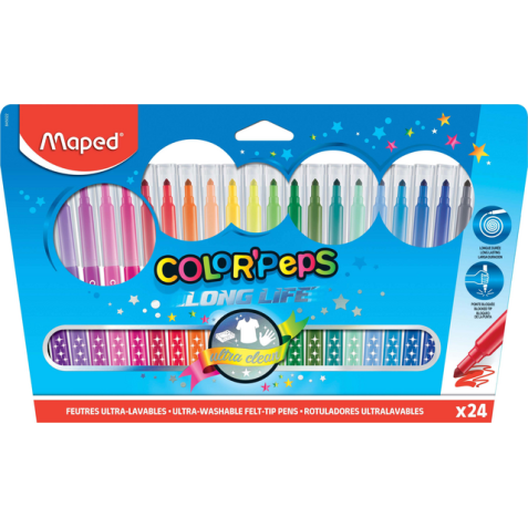 Feutres Maped Color'peps Long Life set 24 couleurs assorti