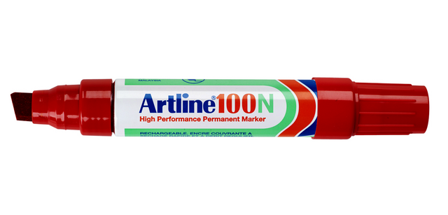 Artline 100 chisel tip marker 7.5-12mm red
