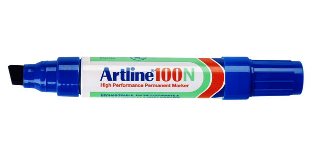 Artline 100 chisel tip marker 7.5-12mm blue