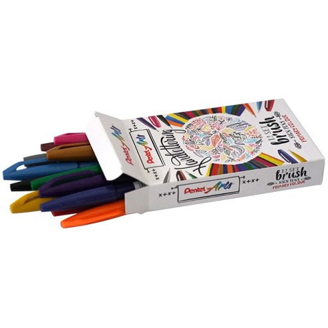 Brushpen Pentel SES15C Sign Artist standaardkleuren assorti doos à 12 stuks