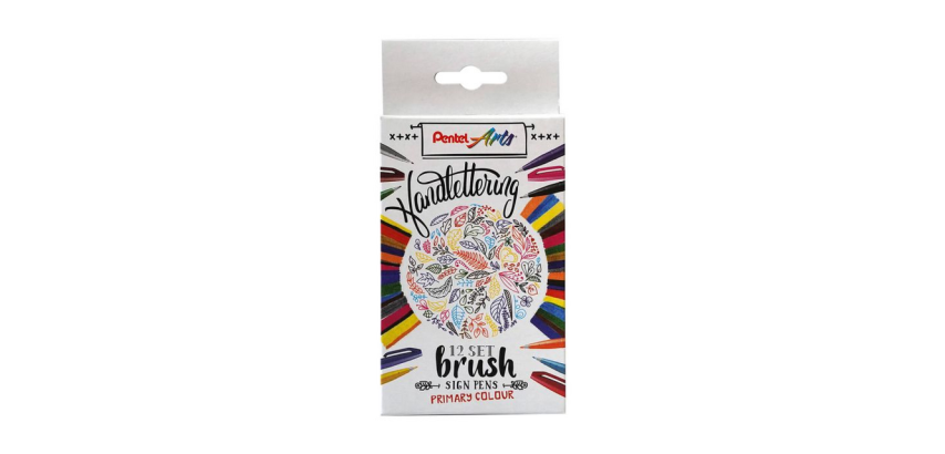 Brushpen Pentel SES15C Sign Artist standaardkleuren 12 stuks