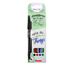Pentel brushpen Sign Pen Brush Touch, kartonnen etui met 4 stuks: zwart, blauw, rood en groen