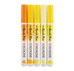 Brushpen Talens Ecoline set à 5 stuks geel
