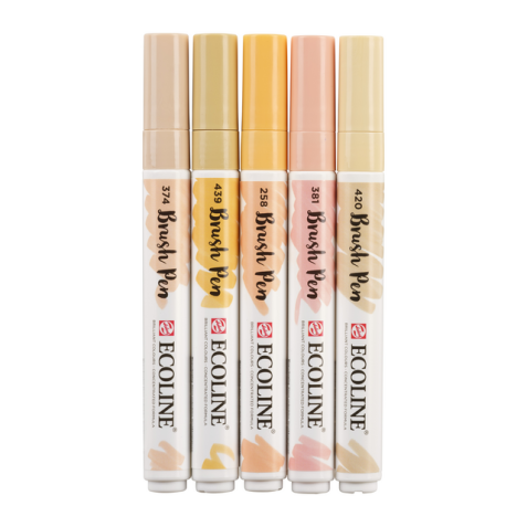 Feutre pinceau Talens Ecoline beige-rose assorti 5 pièces