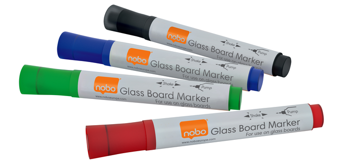 Filzstift Nobo Glastafel sortiert 4 Stücke