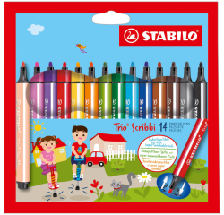 Feutre STABILO Trio Scribbi 368/14 assorti étui 14 pièces