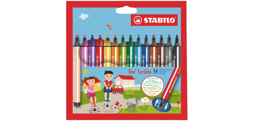 Feutre STABILO Trio Scribbi 368/14 assorti étui 14 pièces