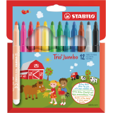Viltstift STABILO Trio Jumbo 380/12 extra large assorti 12 stuks