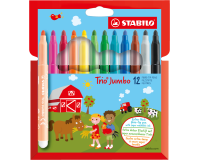 Feutre STABILO Trio Jumbo 380/12 Exra Large assorti blister 12 pièces
