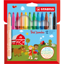 Viltstift STABILO Trio Jumbo 380/12 extra large assorti etui à 12 stuks