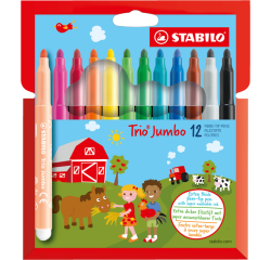 Feutre STABILO Trio Jumbo 380/12 Exra Large assorti blister 12 pièces
