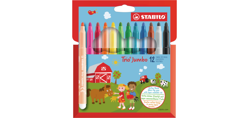 Viltstift STABILO Trio Jumbo 380/12 extra large assorti 12 stuks