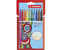Viltstift STABILO Trio 2 in 1 assorti etui à 10 stuks