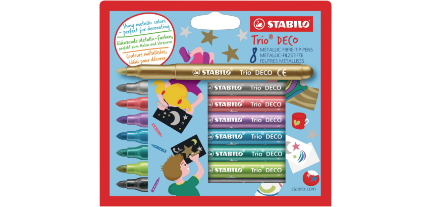STABILO Trio Deco Metallic Filzstift, sortiertes Set mit 8 Stück