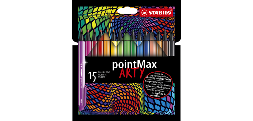 Viltstift STABILO pointMax 488/15 Arty medium assorti etui 15 stuks