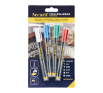 Securit Kreidemarker SMA-100 Rundspitze sortiert 1-2mm weiß/blau/grün/rot Blister 4 Stück