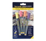 Krijtstift Securit SMA-100 rond 1-2mm geel/oranje/roze/paars blister à 4 stuks