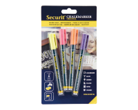 Securit Kreidestift SMA-100 Rundspitze 1-2mm gelb/orange/rosa/violett Blister 4 Stück