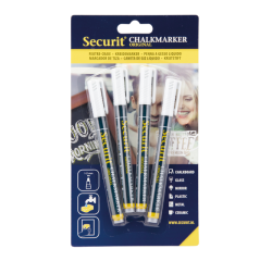 Krijtstift Securit SMA-100 rond wit 1-2mm blister à 4 stuks