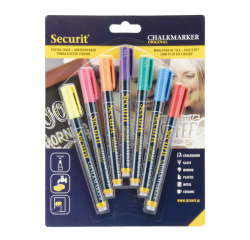 Feutre-craie Securit SMA-100 ogive assorti 1-2mm blister 7 pièces