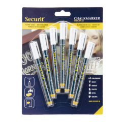 Securit SMA-100 bullet chalk marker 1-2mm white blister pack of 7 pieces