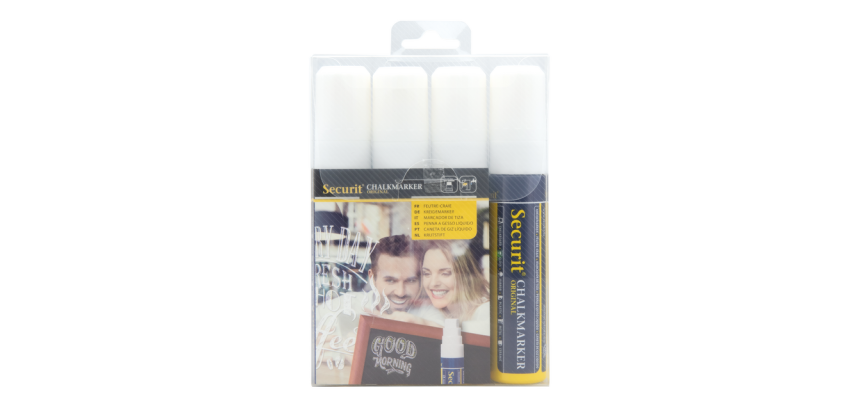 Securit Chalk Marker SMA-720 Square 7-15mm White Set of 4 Pieces