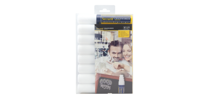 Securit Chalk Marker SMA-720 Square 7-15mm White Set of 8 Pieces