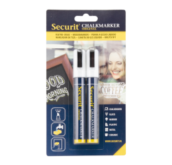 Krijtstift Securit SMA-510 schuin 2-6mm wit blister à 2 stuks