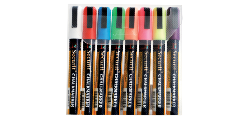 Feutre-craie Securit SMA-510 biseau 2-6mm assorti étui 8 pièces