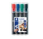 Marqueur Staedtler Lumocolor 350 permanent biseau 2-5mm assorti 4 pièces
