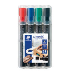 Marqueur Staedtler Lumocolor 350 permanent biseau 2-5mm assorti 4 pièces