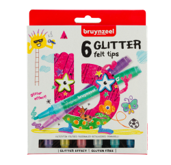 Viltstift Bruynzeel Kids Glitter set à 6 kleuren