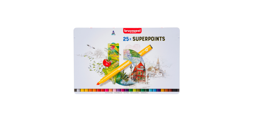 Viltstift Bruynzeel Creatives Superpoints assorti blik à 25 stuks