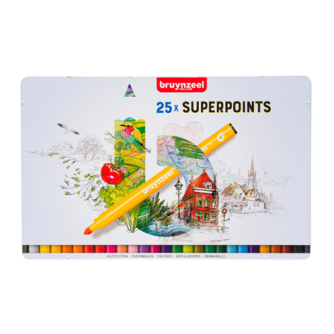 Viltstift Bruynzeel Expression super points blik à 25 stuks assorti