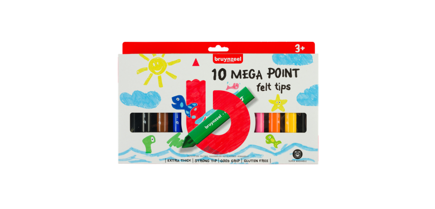 Bruynzeel Kids Mega Point Felt Tip Set 10 Colors