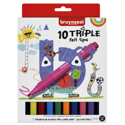 Feutre Bruynzeel Triple assorti blister 10 pièces