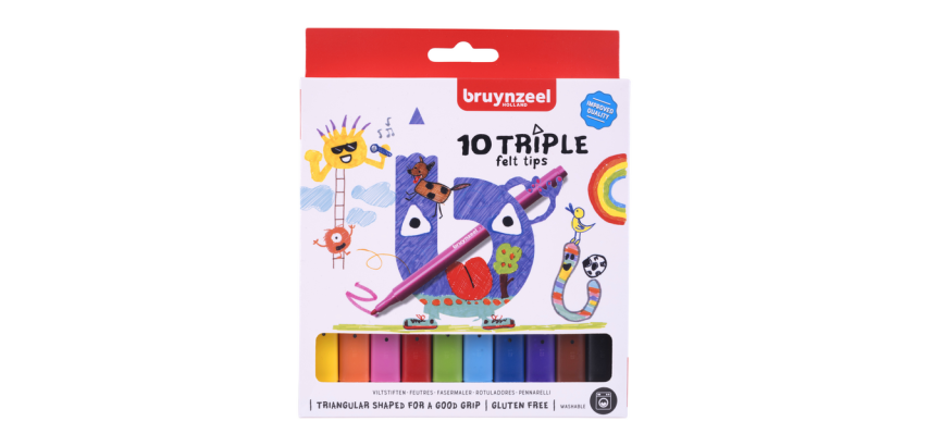 Bruynzeel Kids Triple Felt-Tip Pen Set 10 Colors