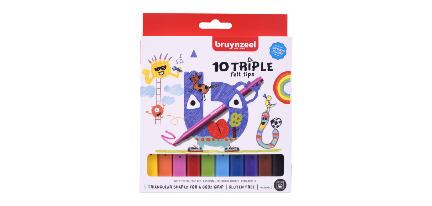 Viltstift Bruynzeel Kids Triple set à 10 kleuren