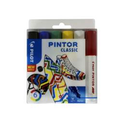 Verfstift Pilot Pintor classic medium assorti etui à 6 stuks