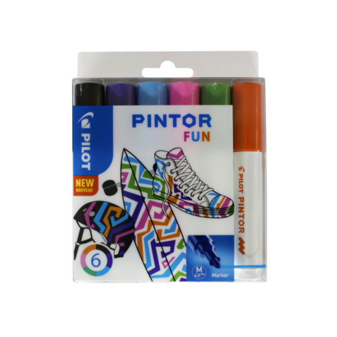 Verfstift Pilot Pintor fun medium assorti etui à 6 stuks