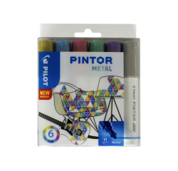 Feutre PILOT Pintor Métalllic Medium assorti 6 pièces