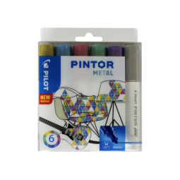 Verfstift Pilot Pintor metallic medium assorti etui à 6 stuks