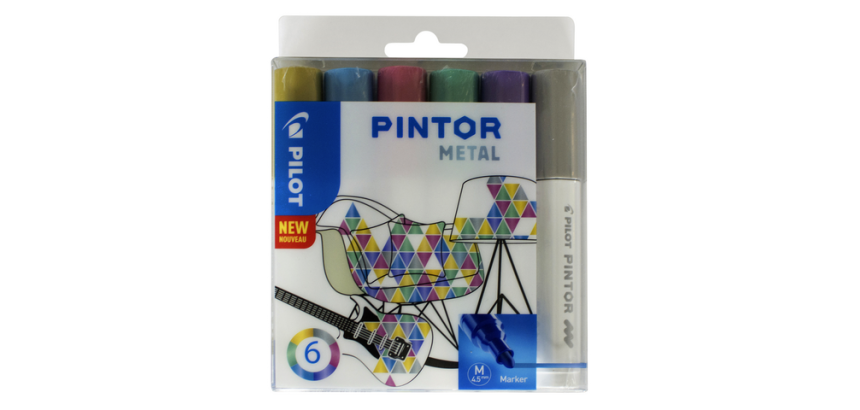 Feutre PILOT Pintor Métalllic Medium assorti étui 6 pièces